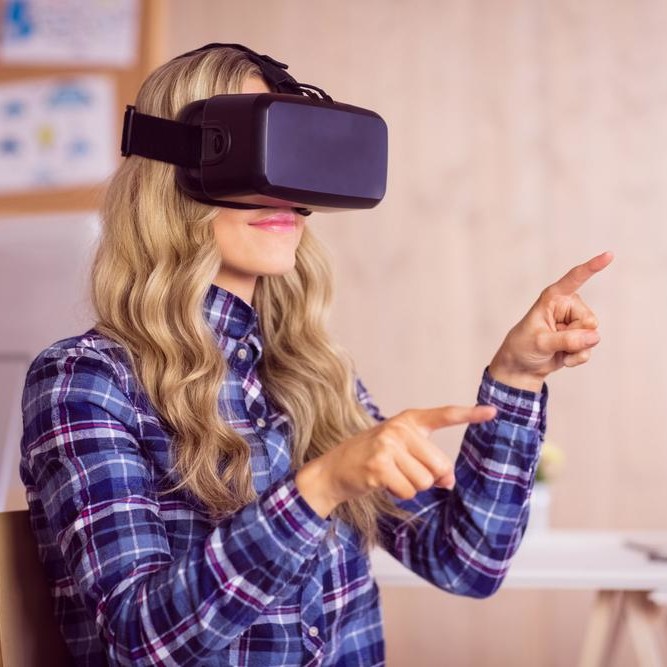 Women using virtual technology