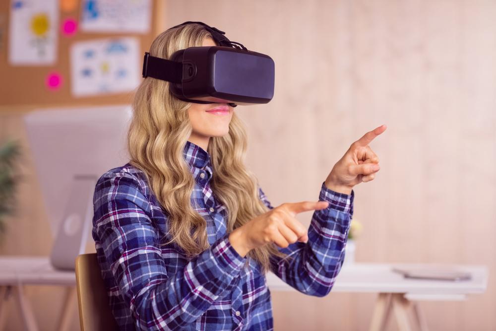 Women using virtual technology